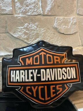 Harley-Davidson Black and Orange Logo Pillow
